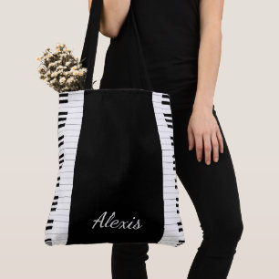 Piano Keys and Name Tote Bag