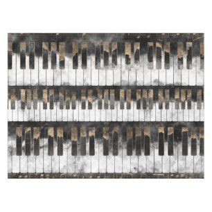 Piano keys and Notes - Watercolor and gold Tablecloth