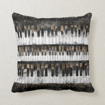 Piano keys and Notes - Watercolor and gold