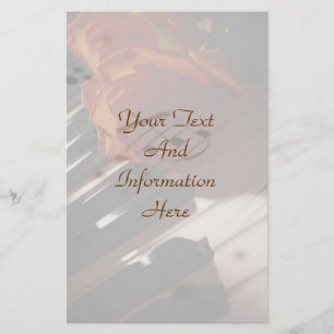 Piano Keys and Rose Stationery