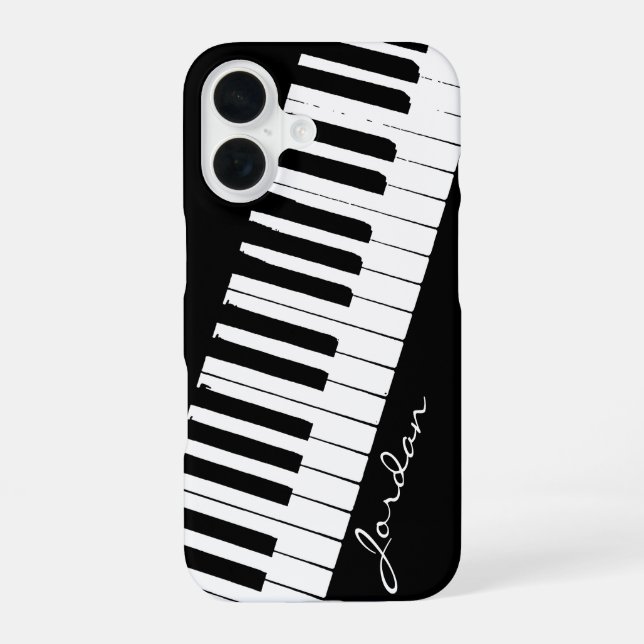 Piano Keys | Angled | Customizable iPhone 16 Case (Back)