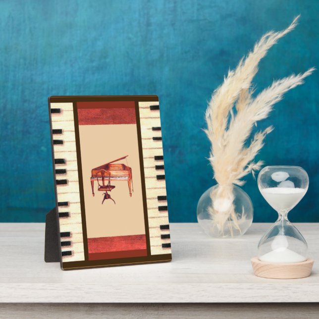 piano keys antique piano chair bench photo plaque (Side)