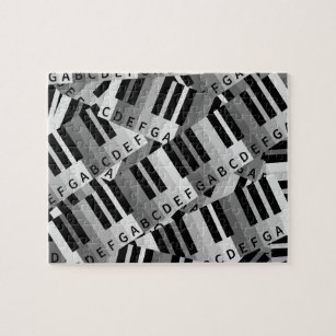 Piano Keys Black and WhitePpattern Jigsaw Puzzle