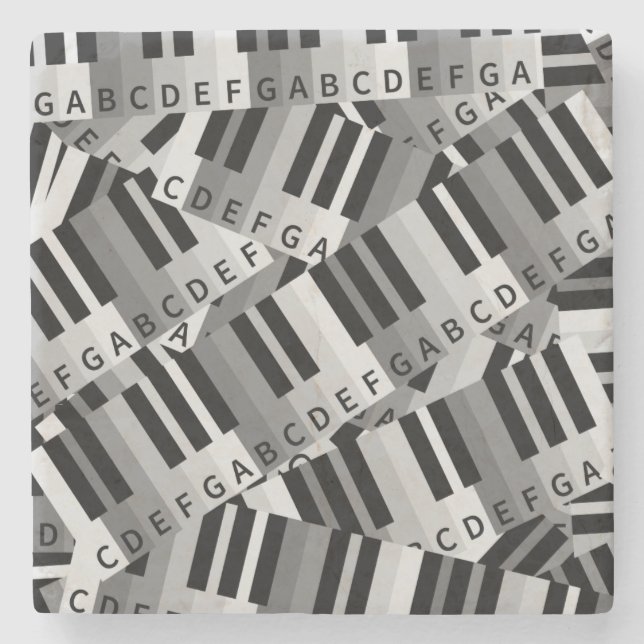 Piano Keys Black and WhitePpattern Stone Coaster (Front)