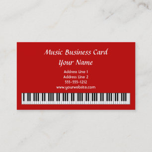 Piano Keys Business Card in Red