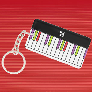 Piano Keys Colourful Music Bright Custom Monogram Keychain