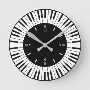 Piano Keys Design Round Clock