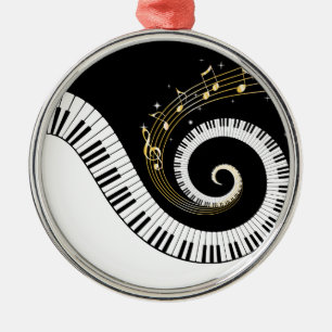 Piano Keys et Gold Music Notes Ornement Pendentif
