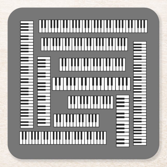 Piano Keys EV Square Paper Coaster (Front)