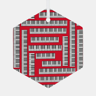 Piano Keys Glass Ornament