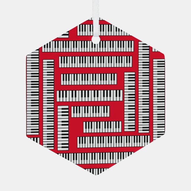 Piano Keys Glass Ornament (Back)