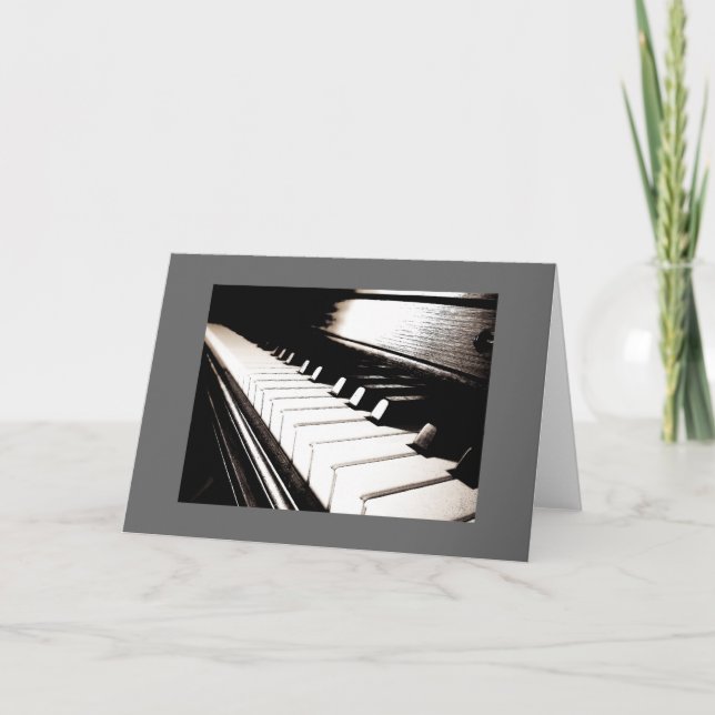 Piano Keys Grey Border Note Card (Front)