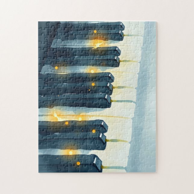 piano keys illuminating sequentially jigsaw puzzle (Vertical)