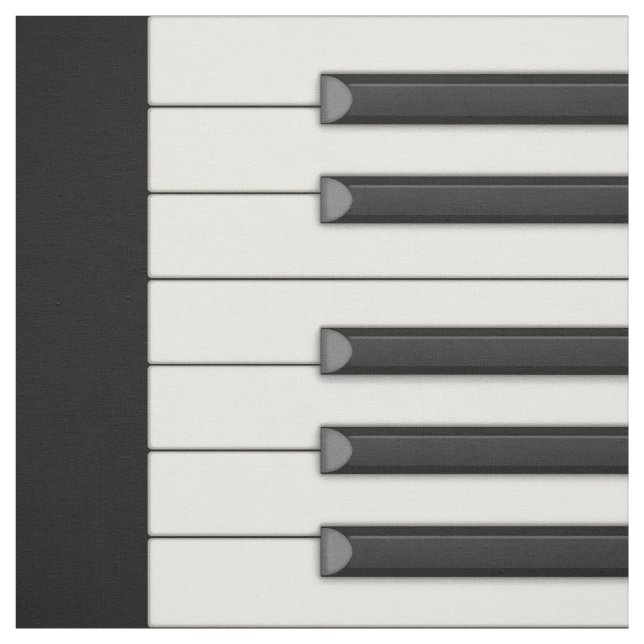 Piano Keys in Large Scale on Black Fabric (Swatch)