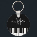 Piano keys keychain for kids, pianist or teacher<br><div class="desc">Grand piano keys keychain for kids,  pianist or teacher. Cute round key chain with elegant name monogram. Monogrammed accessory for men women and kids. Classical instrument keyboard design for piano instructor,  music lessons etc. Fun black and white monogrammed party favour.</div>