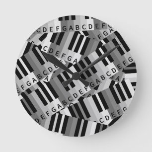 Piano Keys Layered Pattern Round Clock