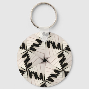 Piano Keys Mandala Kaleidoscope Button Key Ring