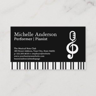 Piano Keys Microphone Musical Note Business Card