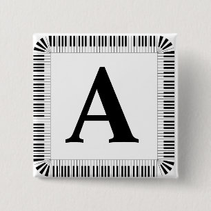 Piano Keys Monogram Pianist Piano Player  2 Inch Square Button