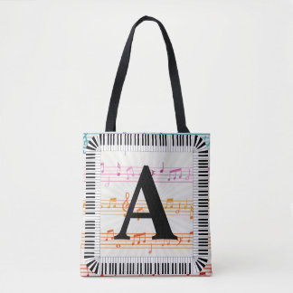 Piano Keys Monogram Pianist Piano Player   Tote Bag