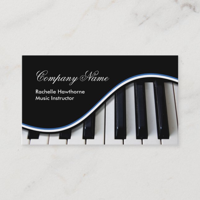 Piano Keys Music Business Cards ~ blue (Front)