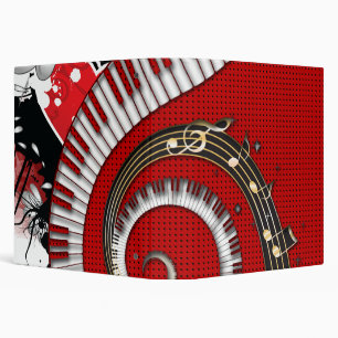 Piano Keys Music Notes Grunge Floral Swirls Binder