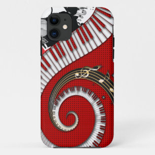 Piano Keys Music Notes Grunge Floral Swirls iPhone 11 Case