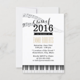 Piano Keys & Music Notes Musical Graduation Party Invitation