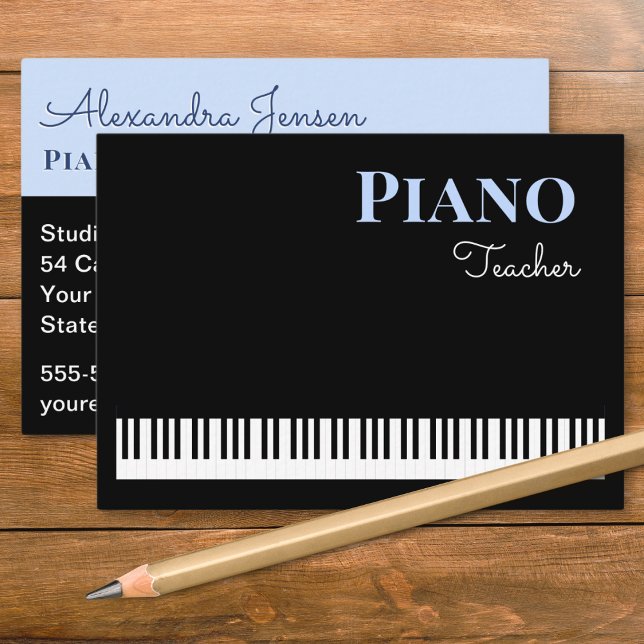 Piano Keys Music Teacher Keyboard Tutor Business Card (A business card for a piano teacher, with piano keys design, to personalize with music tutor details)