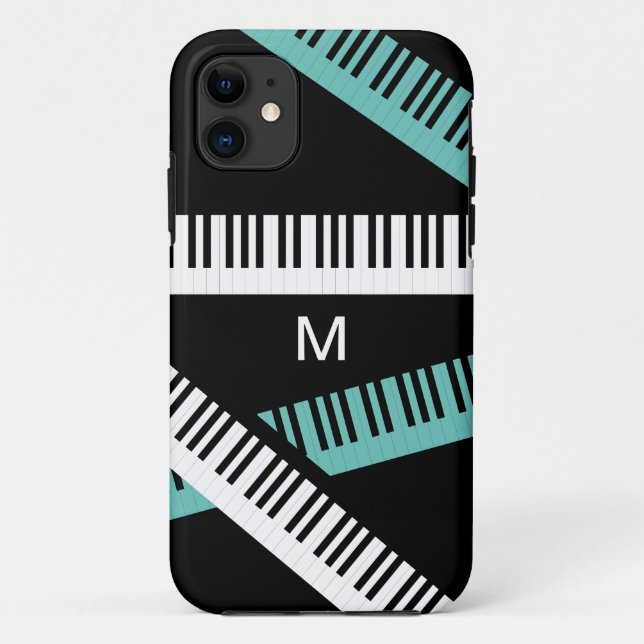 Piano Keys Musical Instrument Modern Monogrammed Case-Mate iPhone Case (Back)
