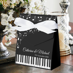 Piano Keys Musical Notes Black & White Wedding Favor Box