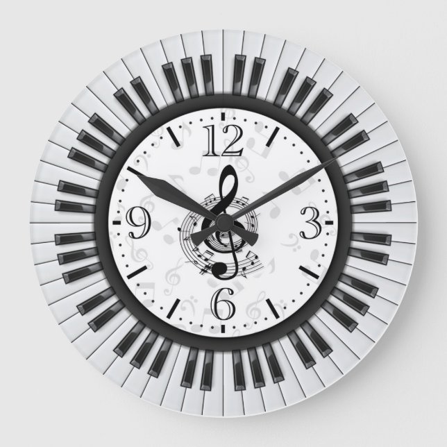 Piano Keys Musical Notes Wall Clock (Front)