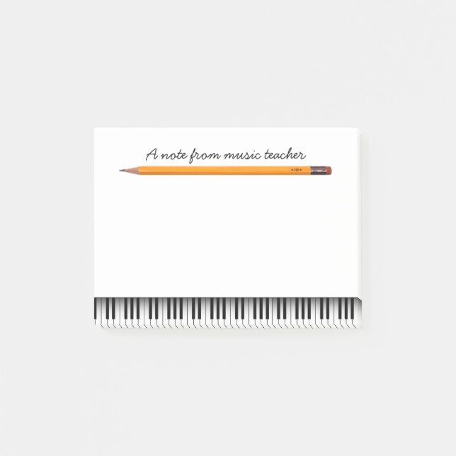 Piano Keys & Pencil Music Teacher Post-it Notes (Front)