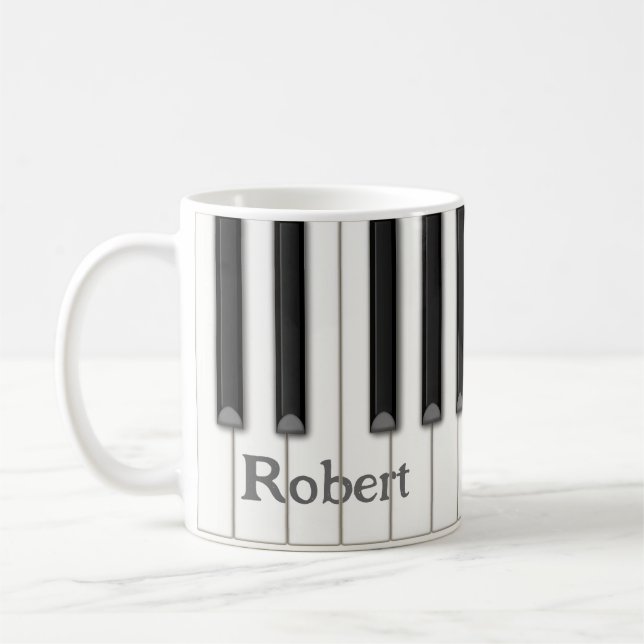 Piano Keys Personalizable in 4 Colours Music Coffee Mug (Left)