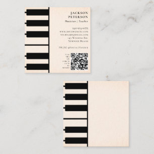 Piano Keys Pianist Musician Music Teacher Peach Square Business Card