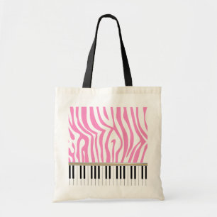 Piano Keys Pink Zebra Print Tote Bag