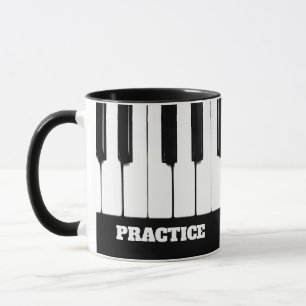 Piano Keys "Practice" Customizable Text Mug
