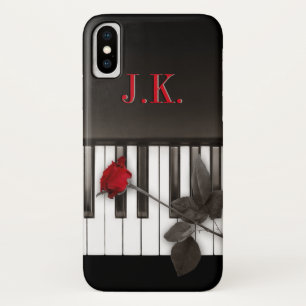 Piano Keys Red Rose Music Monogram Case-Mate iPhone Case