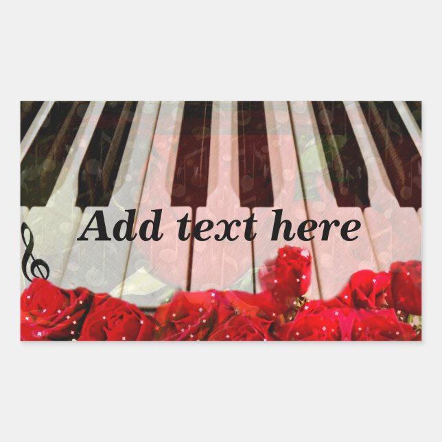 Piano Keys,Roses & Music Notes_ Sticker (Front)