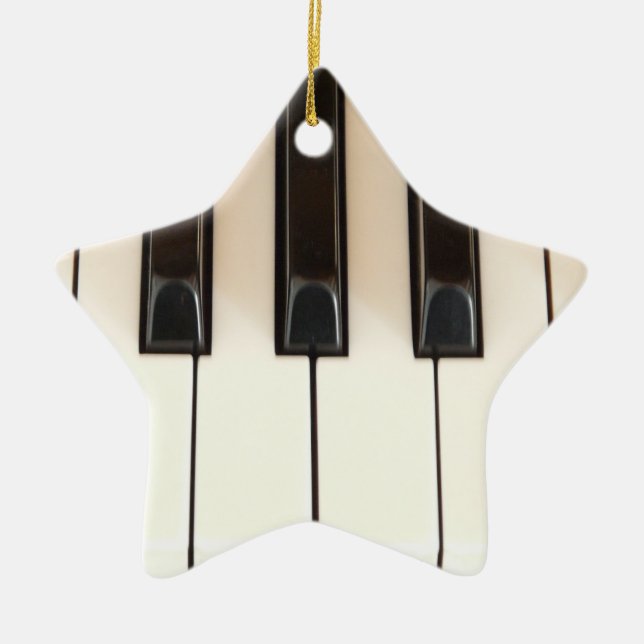 Piano Keys Star Ceramic Ornament (Front)