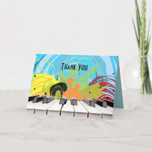 PIANO KEYS & STARS Bar Bat mitzvah Carte de remerc