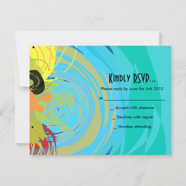 PIANO KEYS & STARS Bar Bat Mitzvah Reply Card (Front)