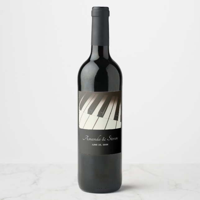 Piano Keys - Stylish Black & White Photograph Wine Label (Front)