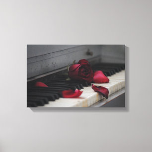 Piano Keys with a Red Rose Canvas Print