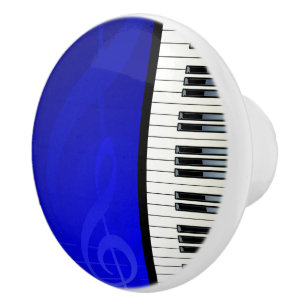 Piano Keys with Blue effect musical notes Ceramic Knob