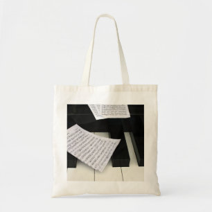Piano keys with music tote bag