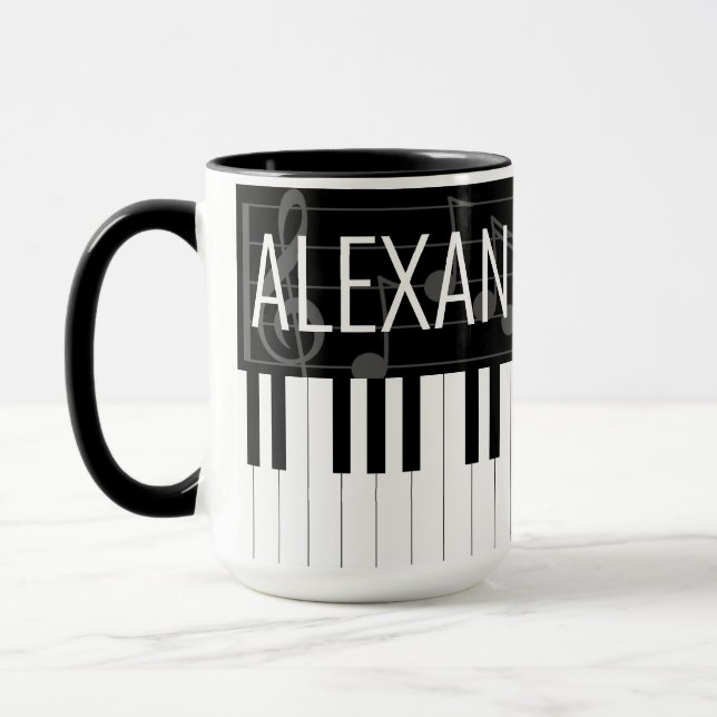 Piano Keys with Name Mug (Left)