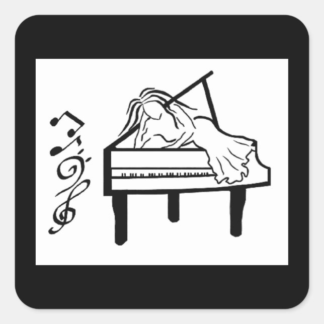 Piano Lady Square Sticker (Front)