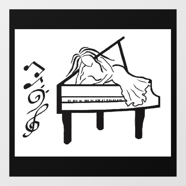 Piano Lady Window Cling (Sheet)