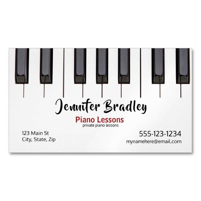 Piano Lesson Business Magnetic Business Card (Front)